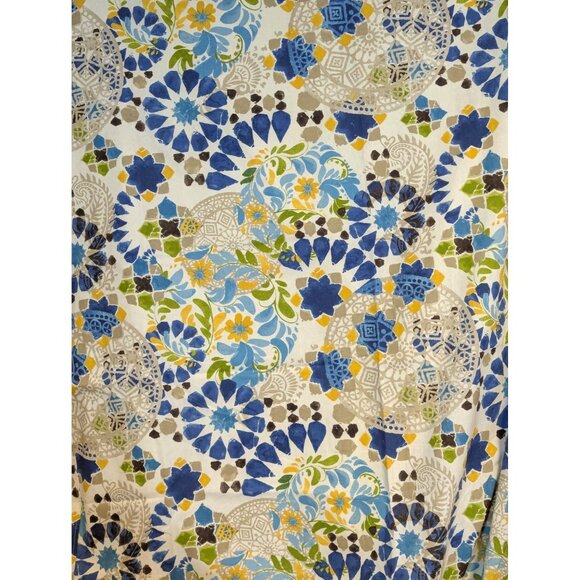 Pottery Barn Lined Floral Tile Curtain Panel  Set of 2 70x108 Linen Cotton - Picture 1 of 5